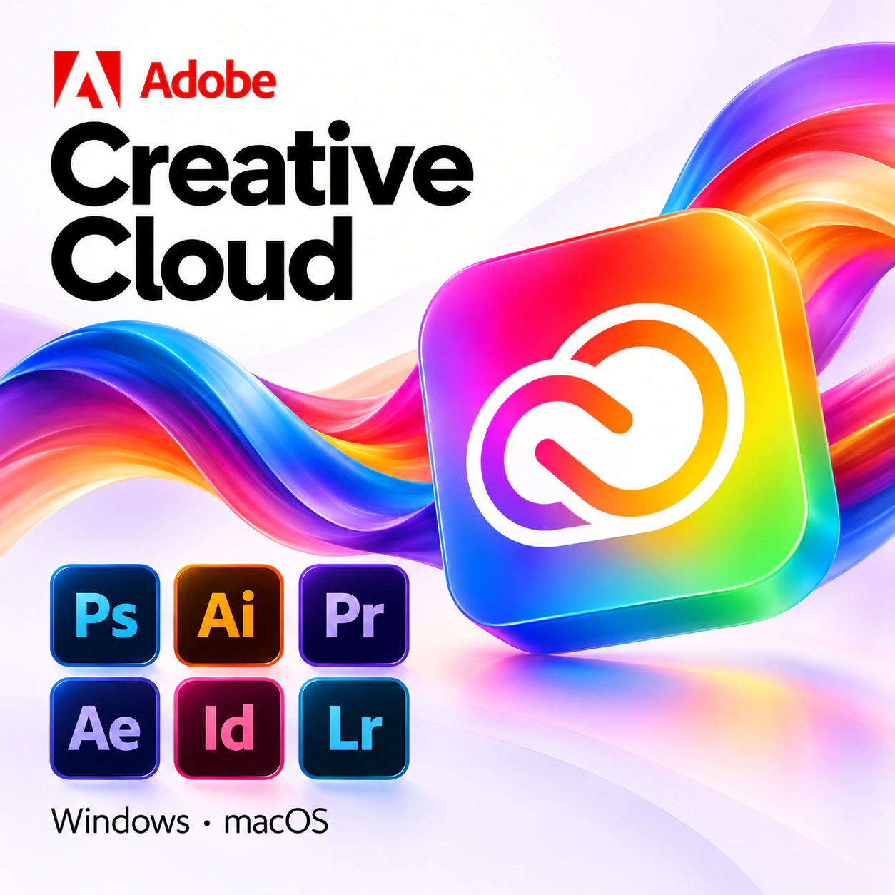 Adobe Creative Cloud 12 meses — Cuenta nueva · Windows / macOS